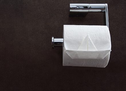 Luxury restroom trailer franchise setup at upscale outdoor event