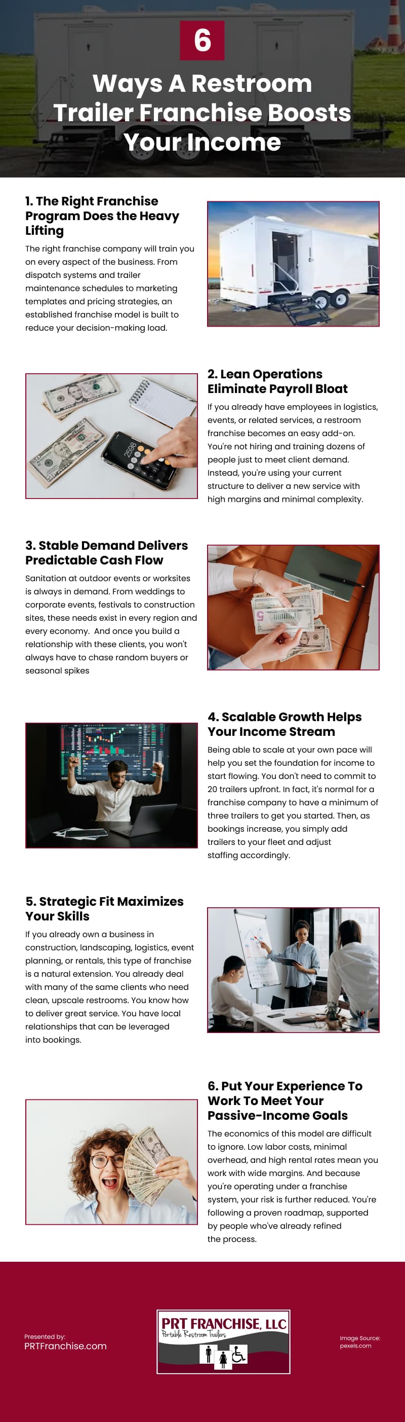 6 Ways A Restroom Trailer Franchise Boosts Your Income Infographic